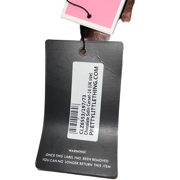 PrettyLittleThing Chocolate Satin Corset Top Size 10 - Picture 3 of 5